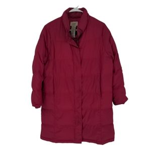 L.L. Bean Women's Pink Puffer Goose Down Coat Size Large Petite Longer Length